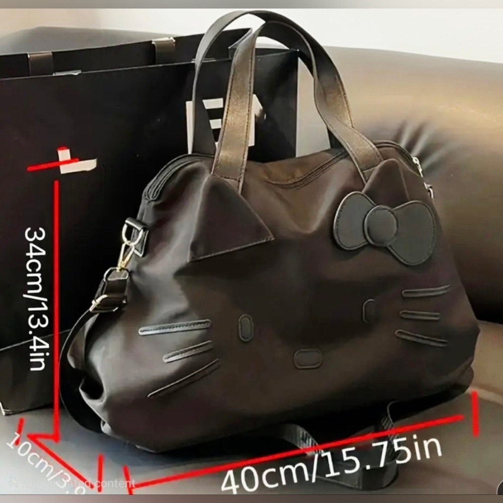 Hello Kitty Tote, NEW! Black On Black - Picture 5 of 6